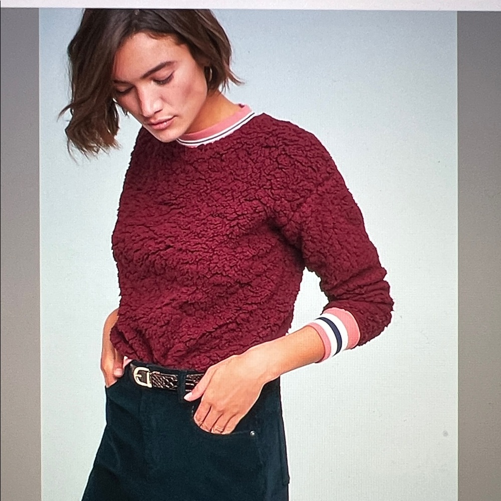 Anthropologie Striped Sherpa Sweatshirt by RD Style